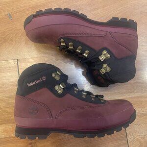 TIMBERLAND MEN'S EURO HIKER MID HIKER BURGUNDY NUBUCK A5ZQ5 ALL SIZES